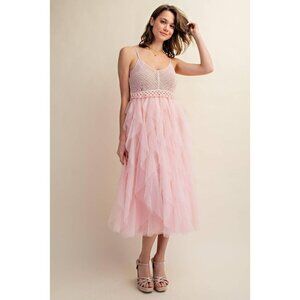 Tulle Crochet Midi Dress